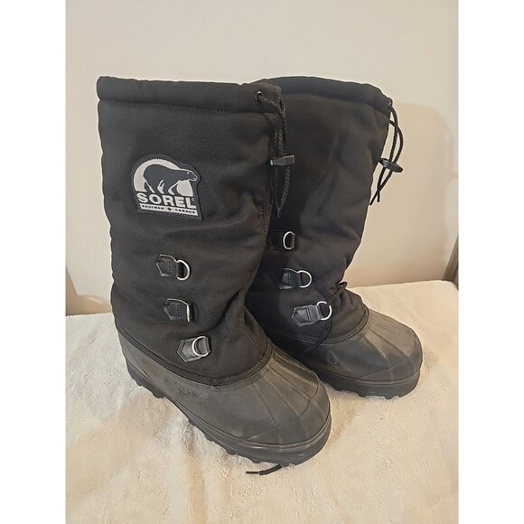 Sorel Blizzard llI Winter Boots Mens Sz 8 Black LL 1110-010Snow Rubber - Picture 1 of 14